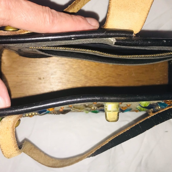 SOLD - Vintage 1960s Signed Enid Collins Canvas Bucket Bag | Jewel Garden - Picture 3 of 9